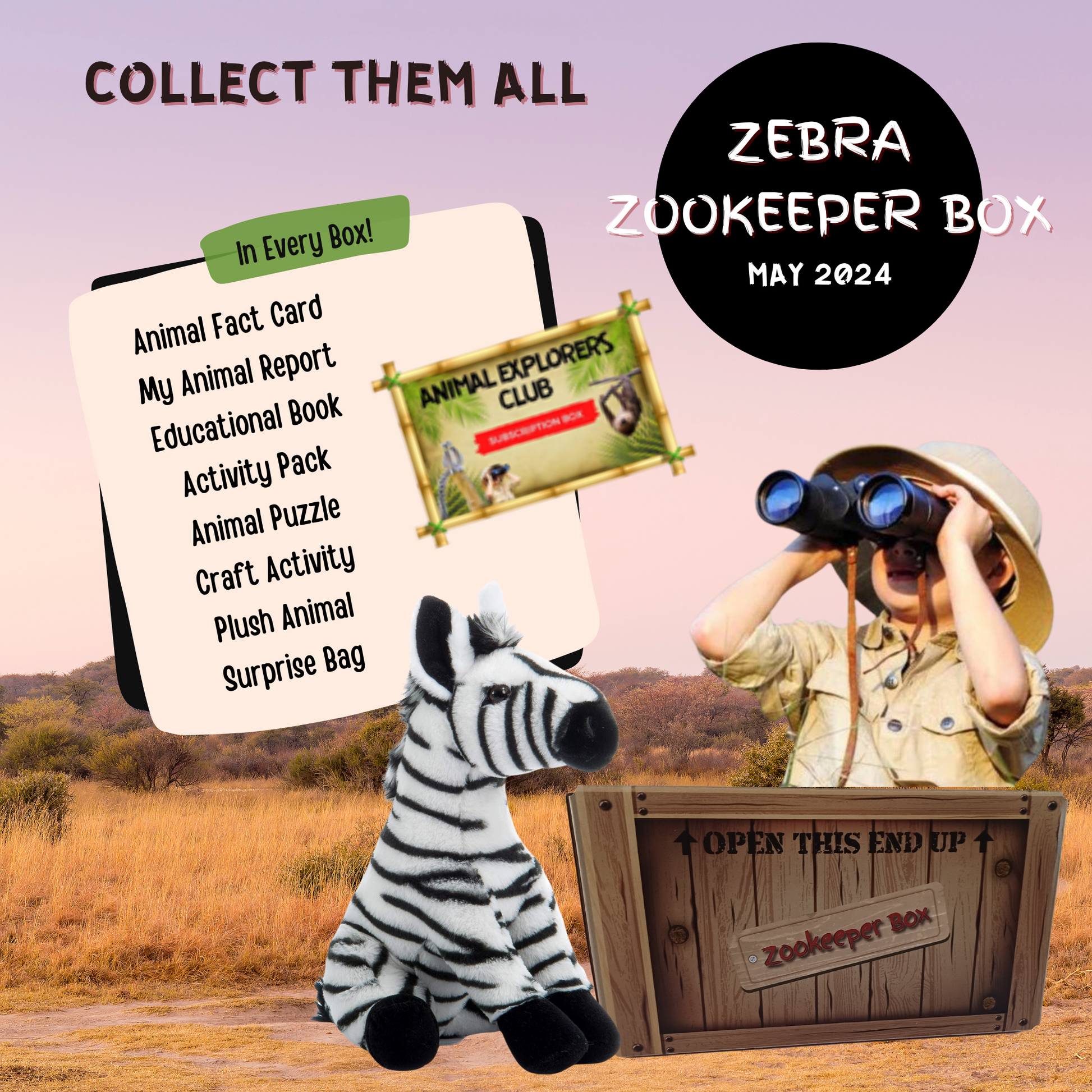 Zebra Zookeeper Subscription Box - Animal Explorers Club