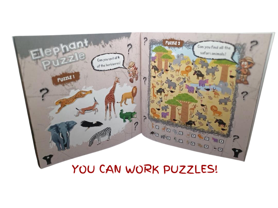 Work Puzzles and Activities with Safari Reader Book Set Elephant